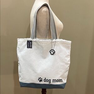 We Pets | “Dog Mom” Canvas Tote Bag w/ Paw Charm